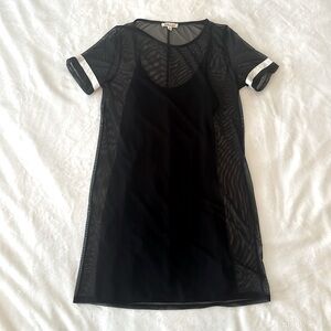 Black mesh mini dress